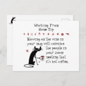 Zoomミーティングワインチップおもしろい引用文と猫 ポストカード (正面/裏面)