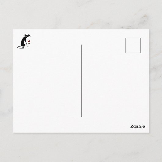 Zoomミーティングワインチップおもしろい引用文と猫 ポストカード (裏面)