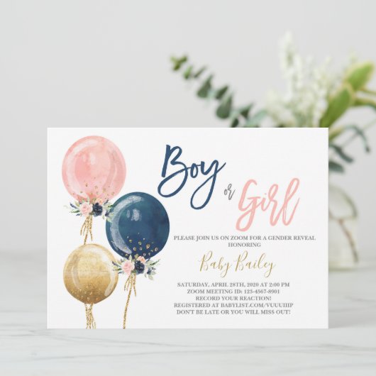 Zoom仮想ジェンダーの表示パーティー 招待状 (スタンド正面)