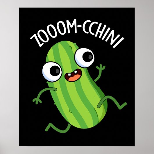 Zoom-cchini おもしろい Zuchini Punダークブルー ポスター (正面)