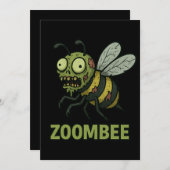 Zoombee - 楽しいゾンビミツバチのカートゥーンデザイン 招待状 (正面/裏面)