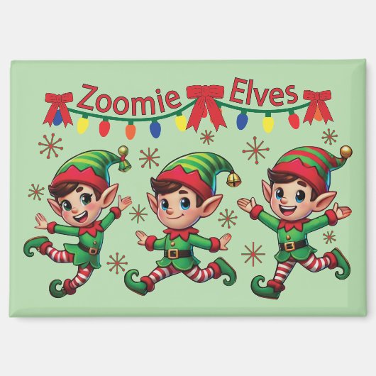 Zoomie Elves クリスマス マグネット (正面)