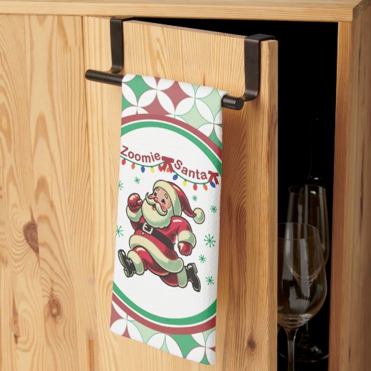Zoomie Santa Christmas キッチンタオル (三つ折り)