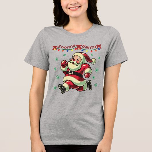 Zoomie Santa Christmas トライブレンドTシャツ (正面)