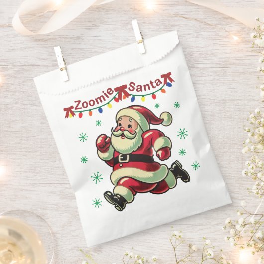 Zoomie Santa Christmas フェイバーバッグ (クリップ留めされた状態)