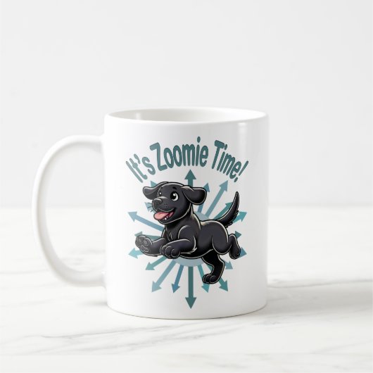 Zoomie Time Black Labだ コーヒーマグカップ (左)
