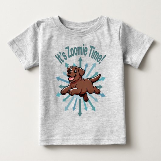 Zoomie Time Chocolate Lab ベビーTシャツ (正面)