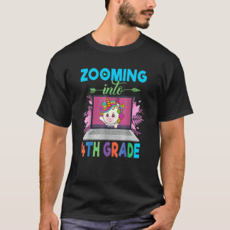 Zooming Into 4th Grade  Unicorn Virtual Back To Sc Tシャツ