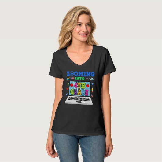 Zooming Into 4th Grade Virtual Back To School 4th  Tシャツ (正面フル)