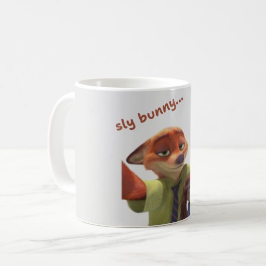 Zootopia Inspired "Sly Bunny, Dumb Fox" Ceramic Co コーヒーマグカップ (正面左)