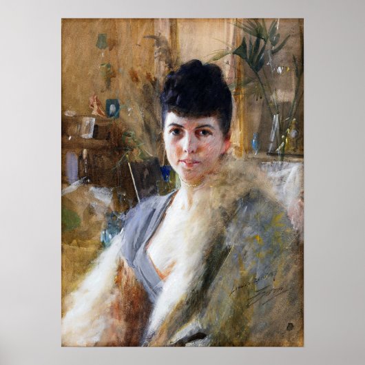 Zorn - Lady With Fur Cape 1887 ポスター (正面)