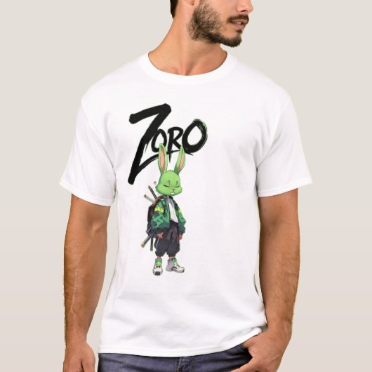 Zoro Anime Rabbit Warrior Graphic T-Shirt Tシャツ (正面)