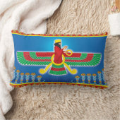 Zoroastrianのペルシャ語Faravahar ランバークッション (ブランケット)