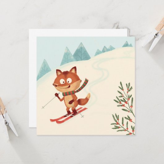 Zorro feliz esquiando カード (正面/裏面インサイチュ)