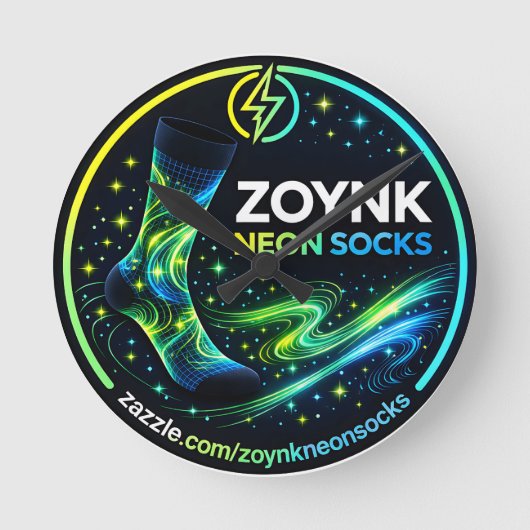 Zoynk Neon Socks ラウンド壁時計 (正面)