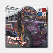 zPA009 PANAMA, Red Devil Public Transport,冷蔵庫 マグネット (正面)