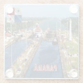 zPA014パナマ、運河ロック、アメリカ、 ガラスコースター (裏面)