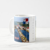 zPA014パナマ、運河ロック、アメリカ、 コーヒーマグカップ (正面左)