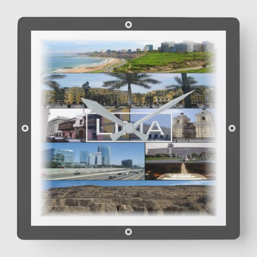 zPE008モザイクLIMAのペルー，アメリカ， スクエア壁時計 (正面)