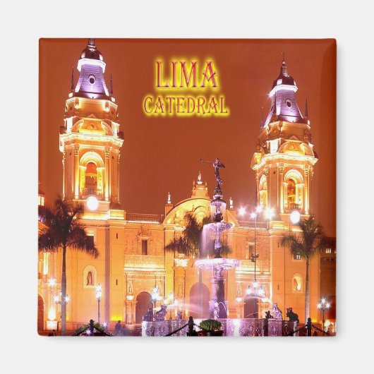 zPE019 LIMA，大聖堂，ペルー，アメリカ，冷蔵庫 マグネット (正面)