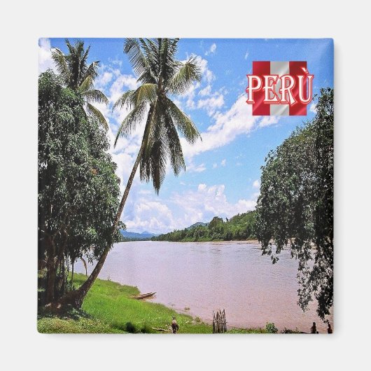 zPE024 PERU,Huallaga River，ペルーの森，冷蔵庫 マグネット (正面)