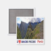 zPE027 MACHU PICCHU I Love, Mosaic, Peru,冷蔵庫 マグネット (正面/裏面)