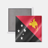 zPG002なびく国旗パプアニューギニア，冷蔵庫 マグネット (正面/裏面)