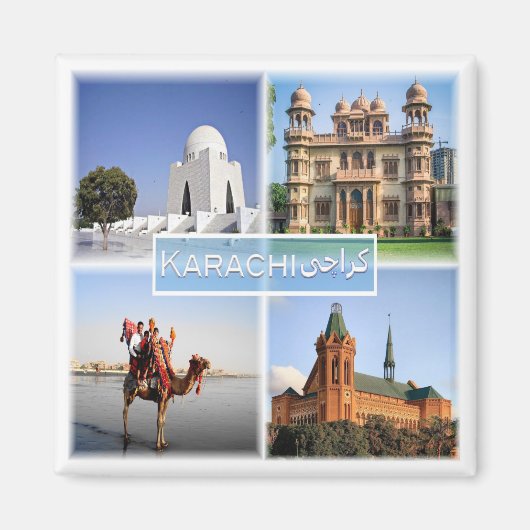 zPK004 KARACHI、MAZAR、QUAID、パキスタン、冷蔵庫 マグネット (正面)