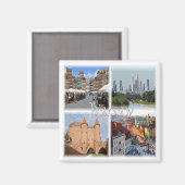 zPL006 WARSAW WARSZAWA、ポーランド、ヨーロッパ、冷蔵庫 マグネット (正面/裏面)