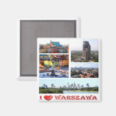 zPL010 WARSAW "I Love"，ポーランド，ヨーロッパ，冷蔵庫 マグネット (正面/裏面)