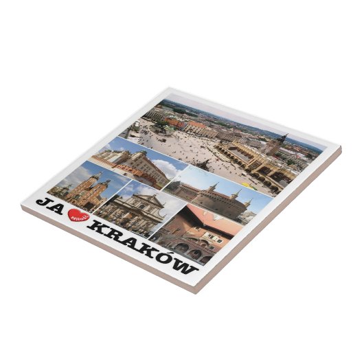 zPL020 KRAKOW "I Love"，ポーランド，ヨーロッパ。 タイル (側面)