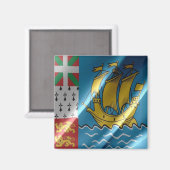 zPM002 SAINT PIERREとMIQUELON,なびく国旗 マグネット (正面/裏面)