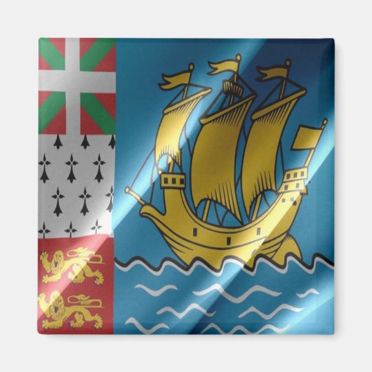 zPM002 SAINT PIERREとMIQUELON,なびく国旗 マグネット (正面)