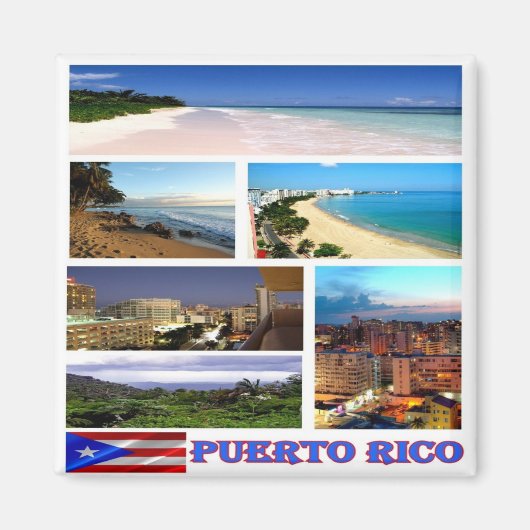 zPR006 PUERTO RICO，モザイク，アメリカ，冷蔵庫 マグネット (正面)