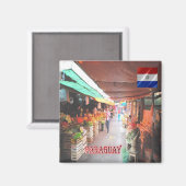 zPY005パラグアイ，市場，アメリカ，冷蔵庫 マグネット (正面/裏面)