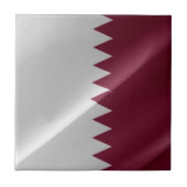 zQA002なびくカタール国旗Qatar, タイル (正面)