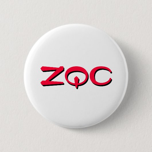 ZQCボタン、赤 缶バッジ (正面)