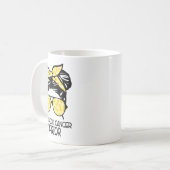 Zqxj Messy Bun Yellow Ribbon Childhood Cancer Warr コーヒーマグカップ (正面左)