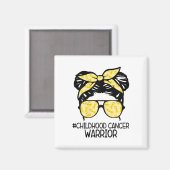 Zqxj Messy Bun Yellow Ribbon Childhood Cancer Warr マグネット (正面/裏面)