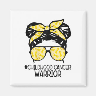 Zqxj Messy Bun Yellow Ribbon Childhood Cancer Warr マグネット