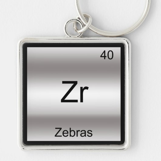 Zr - シマウマ 楽しい元素 化学記号 Tシャツ キーホルダー (正面)