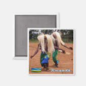 zRW010ルワンダ，ルワ伝統的ンダダンサー，冷蔵庫 マグネット (正面/裏面)