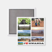 zRW011ルワンダI愛，モザイク，アフリカ，冷蔵庫 マグネット (正面/裏面)