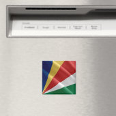 zSC002セーシェル、なびく国旗、アフリカ、冷蔵庫 マグネット (インサイチュ (食洗機))