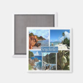 zSC026セーシェル、モザイク、アフリカ、冷蔵庫 マグネット (正面/裏面)