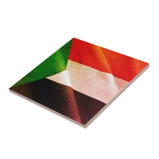 zSD002スーダン、なびく国旗、アフリカ， タイル (側面)