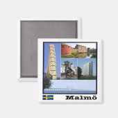 zSE011マルメ、スウェーデン、ヨーロッパ、冷蔵庫 マグネット (正面/裏面)