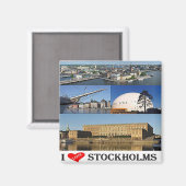 zSE020 STOCKHOLM "I LOVE"スウェーデン、ヨーロッパ、冷蔵庫 マグネット (正面/裏面)