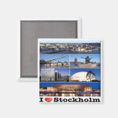 zSE021 STOCKHOLM "I LOVE".スウェーデン、ヨーロッパ、冷蔵庫 マグネット (正面/裏面)