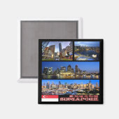 zSG003 SINGAPORE collage LION CITY，アジア，冷蔵庫 マグネット (正面/裏面)